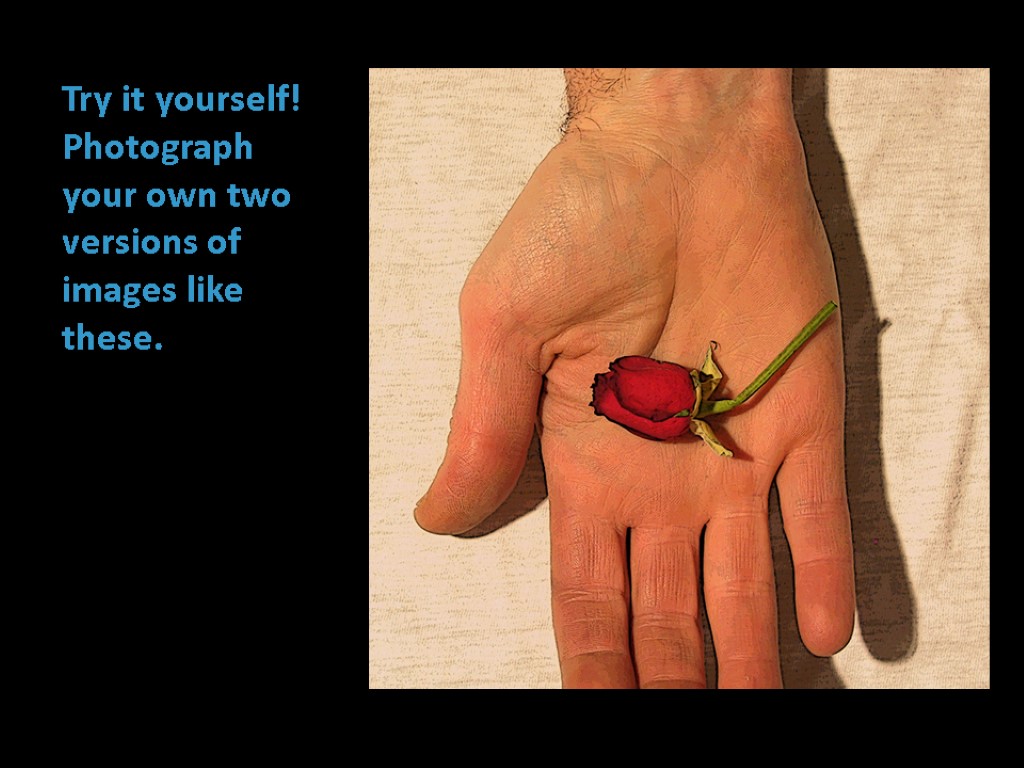 Try it yourself! Photograph your own two versions of images like these.